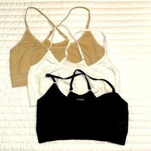 Three Bralettes in Black, Beige & White -one size-